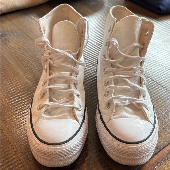 Converse Women's All Star Lift High Top Platform Shoes White -size 8.5 - Picture 2 of 6